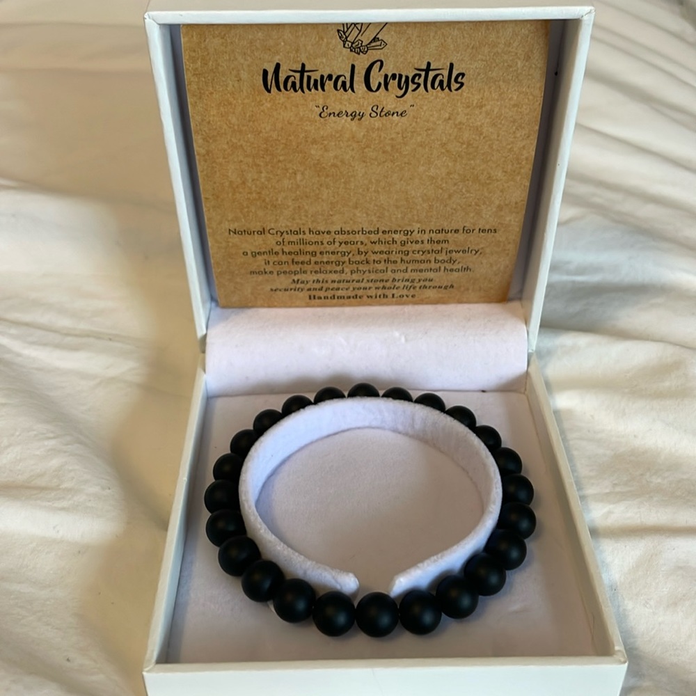 Natural crystals - black beads - energy stone
